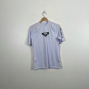 Roxy Mens XL Short Sleeve Pullover White Black Logo Stretch Casual T Shirt